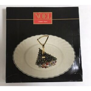 Vintage Noel Tidbit Tray Porcelain The House of Salem Christmas Tree & Gifts